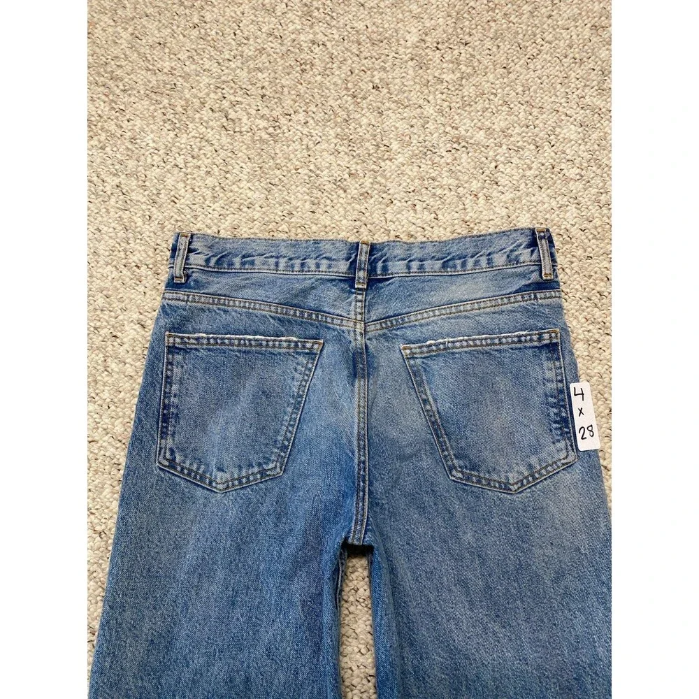 Zara 90s High Rise Relaxed Ankle Straight Leg Rigid Jeans Button Fly Size 4